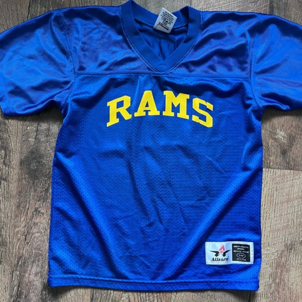 Vintage Rams Football Jersey #10 Jensen Youth small‎ medium Blue Yellow Mesh